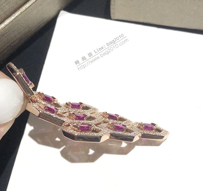 Bvlgari飾品 寶格麗菱形紅寶石耳釘 S925純銀針  zgbq3133